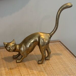 Vintage Mid Century Modern Solid Brass Cat made in Korea!
